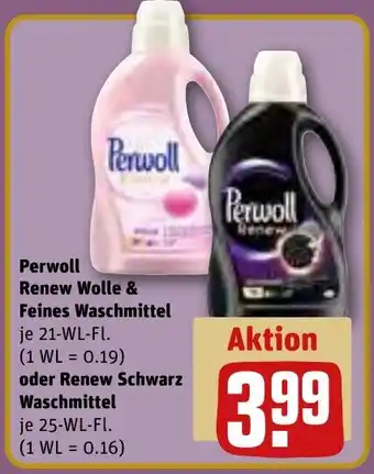 REWE Perwoll Renew Wolle & Feines Waschmittel 21 WL oder Renew Schwarz Waschmittel 25 WL-Fl. Angebot