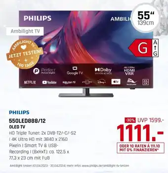 Hirsch und Ille PHILIPS OLED TV 55OLED888/12 Angebot