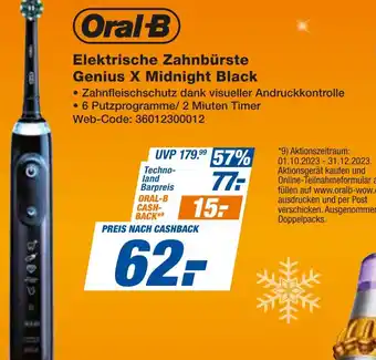 expert Techno Land Oral-B Elektrische Zahnbürste Genius X Midnight Black Angebot