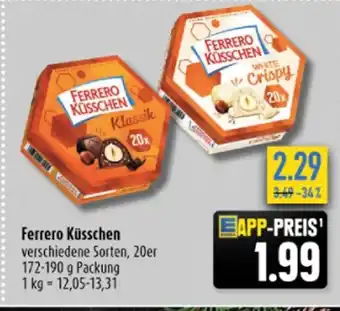 diska Ferrero Küsschen verschiedene Sorten, 20er 172-190 g Angebot