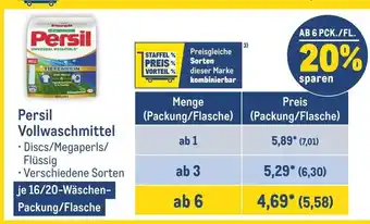 METRO Persil Vollwaschmittel je 16/20-Wäschen-Packung/Flasche Angebot