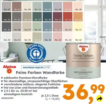 Globus Baumarkt Alpina Feine Farben Wandfarbe 2,5 L Dose Angebot