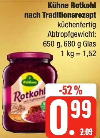 Edeka Frischemarkt Kühne Rotkohl nach Traditionsrezept 680 g Glas Angebot