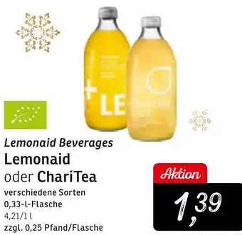 KONSUM Lemonaid Beverages Lemonaid oder ChariTea 0,33 L Flasche Angebot