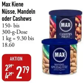 Galeria Markthalle Max Kiene Nüsse, Mandeln oder Cashews 150-300 g Dose Angebot