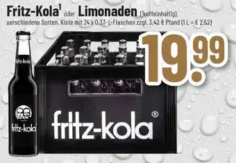 trinkgut Fritz-Kola oder Limonaden 24x0,33 L Flaschen Angebot