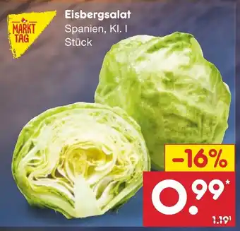 Netto Marken-Discount Eisbergsalat Spanien, Kl. I Stück Angebot