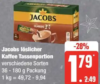 Edeka Jacobs löslicher Kaffee Tassenportion 36-180 g Packung Angebot