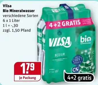 REWE Center Vilsa Bio Mineralwasser 6x1L Angebot