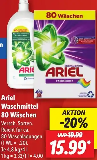 Lidl Ariel Waschmittel 80 Wäschen Angebot