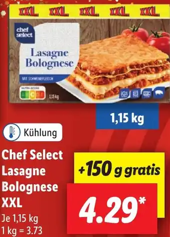 Lidl Chef Select Lasagne Bolognese XXL 1,15 kg Angebot