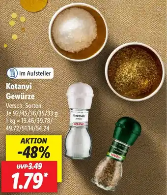 Lidl Kotanyi Gewürze 92/45/36/35/33 g Angebot