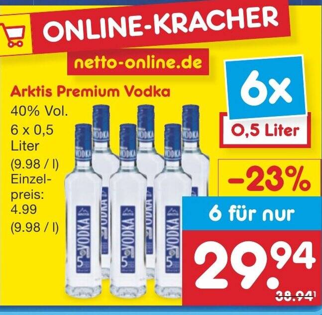 Arktis Premium Vodka 6 x 0,5 Liter Angebot bei Netto MarkenDiscount