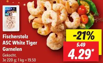 Lidl Fischerstolz ASC White Tiger Garnelen 220 g Angebot