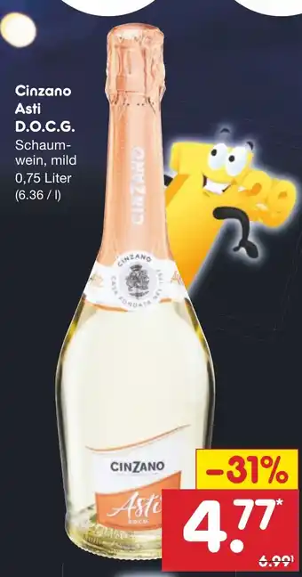 Netto Marken-Discount Cinzano Asti D.O.C.G. Schaum-wein, mild 0,75 Liter Angebot