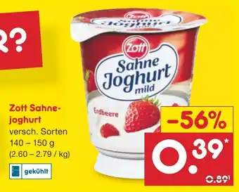 Netto Marken-Discount Zott Sahnejoghurt 140-150g Angebot