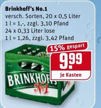 REWE Center Brinkhoff's No. 1 , 20x0,5L/24x0,33L Angebot