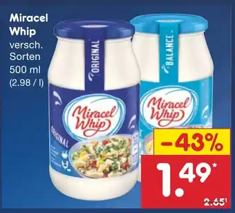 Netto Marken-Discount Miracel Whip versch. Sorten 500 ml Angebot