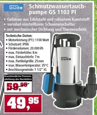 Thomas Philipps Güde Schmutzwassertauchpumpe GS 1103 PI Angebot