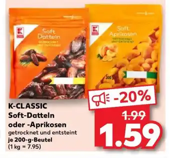 Kaufland K-CLASSIC Soft-Datteln oder -Aprikosen 200-g-Beutel Angebot