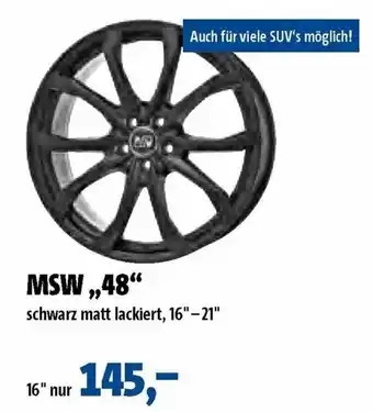 Point S MSW 48" schwarz matt lackiert 16"-21" Angebot