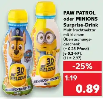 Kaufland PAW PATROL oder MINIONS Surprise-Drink 0,3 l Fl. Angebot