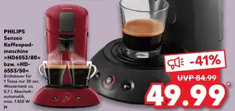 Kaufland PHILIPS Senseo Kaffeepadmaschine ,,HD6553/80 bzw. HD 6553/50" Angebot