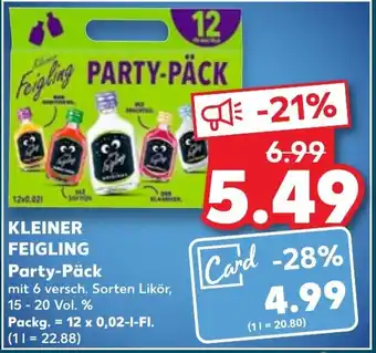 Kaufland KLEINER FEIGLING Party-Päck 12x0,02 L-Fl. Angebot