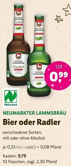 Denns BioMarkt NEUMARKTER LAMMSBRÄU Bier oder Radler 0,33 L Angebot