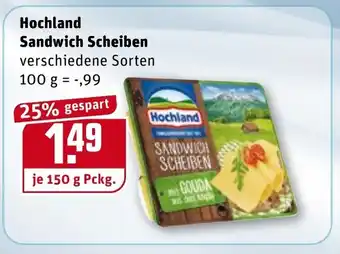 REWE Kaufpark Hochland Sandwich Scheiben 150g Angebot