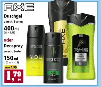 Thomas Philipps Axe Duschgel 400ml oder Deospray 150ml Angebot