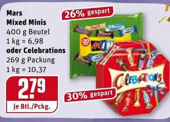 REWE Kaufpark Mars Mixed Minis 400g Beutel oder Celebrations 269g Angebot