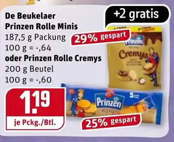 REWE Kaufpark De Beukelaer Prinzen Rolle Minis 187,5g oder Prinzen Rolle Cremys 200g Angebot