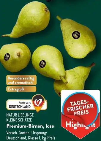 Aldi Süd NATUR LIEBLINGE KLEINE SCHÄTZE Premium-Birnen, lose Angebot