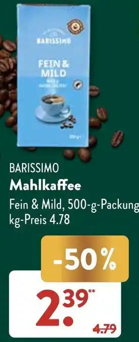 Aldi Süd BARISSIMO Mahlkaffee 500 g Packung Angebot