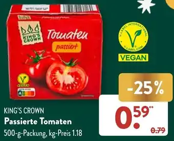 Aldi Süd KING'S CROWN Passierte Tomaten 500 g Packung Angebot