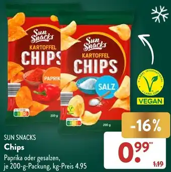 Aldi Süd SUN SNACKS Chips 200 g Packung Angebot