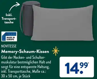 Aldi Süd NOVITESSE Memory Schaum Kissen Angebot