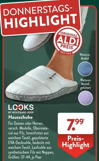 Aldi Süd LOOKS BY WOLFGANG JOOP Hausschuhe Angebot