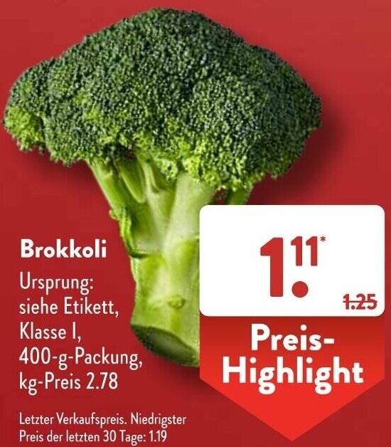 Brokkoli 400 g Packung Angebot bei Aldi Süd