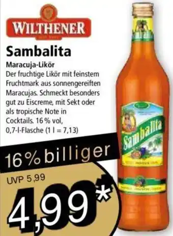 Norma WILTHENER Sambalita Maracuja-Likör 0,7 L Flasche Angebot