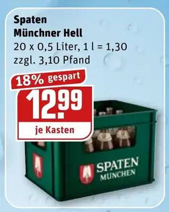 REWE Kaufpark Spaten Münchner Hell 20x0,5L Angebot