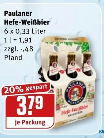 REWE Kaufpark Paulaner Hefe Weißbier 6x0,33L Angebot