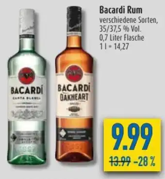 diska Bacardí Rum 0,7L Angebot