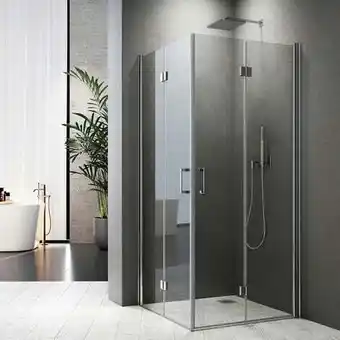 ManoMano Duschkabine eckeinstieg 100x80cm duschabtrennung falttür dusche duschwand eckdusche 6mm esg glas mit nano 195cm Angebot