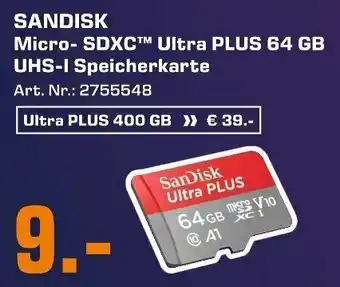 Saturn SanDisk Micro SDXC Ultra Plus 64GB UHS-I Speicherkarte Angebot