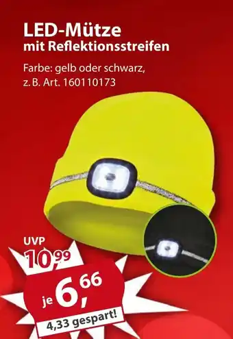 Sonderpreis Baumarkt LED-Mütze mit Reflektionsstreifen Angebot