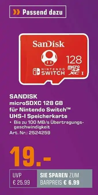 Saturn SanDisk Micro SDXC 128GB für Nintendo Switch UHS-I Speicherkarte Angebot