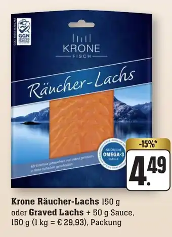 nah & gut Krone Räucher-Lachs 150 g oder Graved Lachs + 50 g Sauce, 150 g Angebot