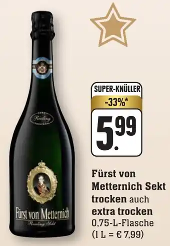 nah & gut Fürst von Metternich Sekt trocken auch extra trocken 0,75-L Angebot